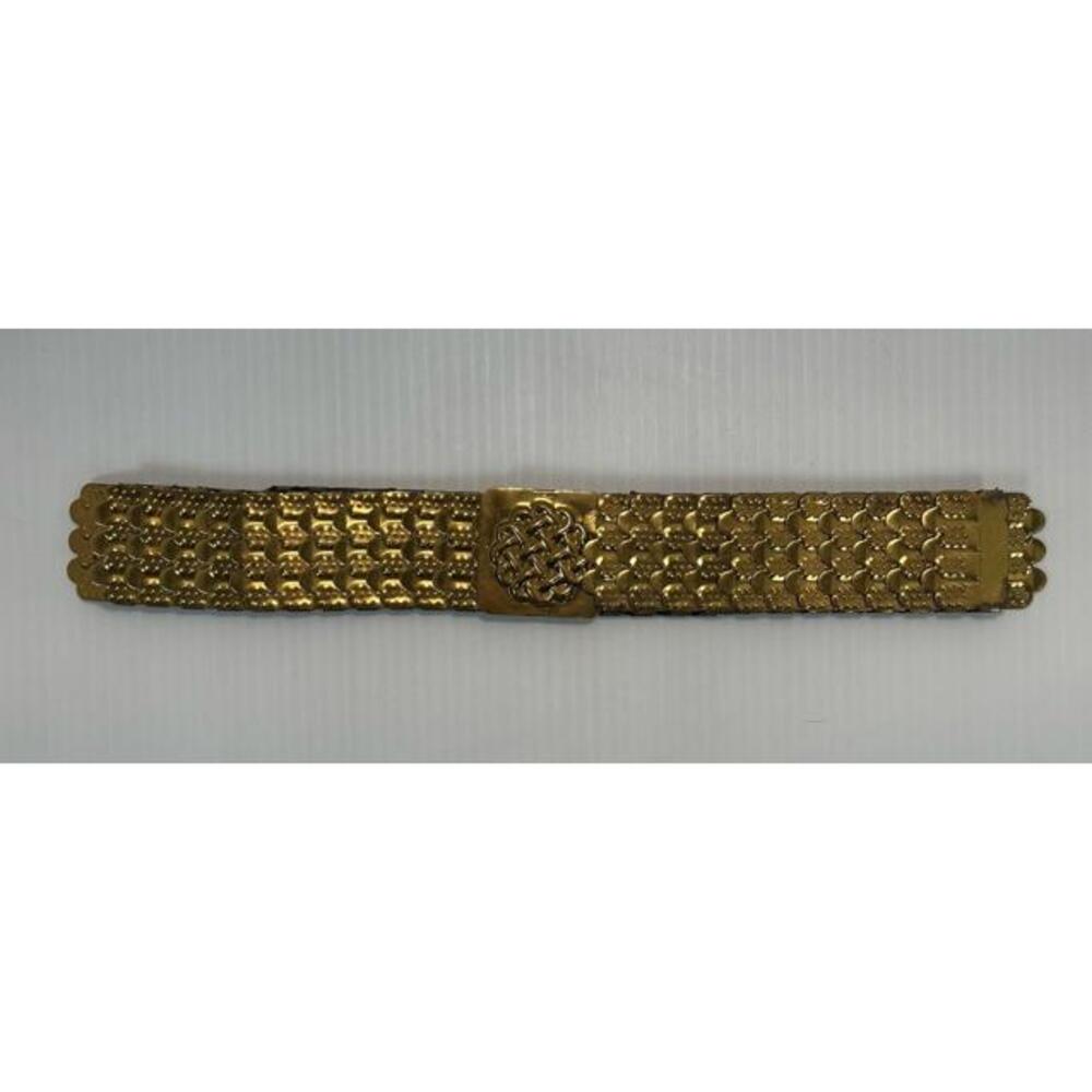 Vintage Women’s Buckle Belt Gold Brass Tone Elastic Waist 24-32 Dragon Scale